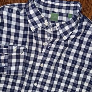 Sid Mashburn Long Sleeve Button Down Shirt Men's XL White Blue Plaid Pocket